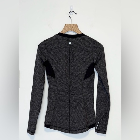Lululemon Base Runner Long Sleeve Mini Check Pique Black , sz 4 - Picture 5 of 10